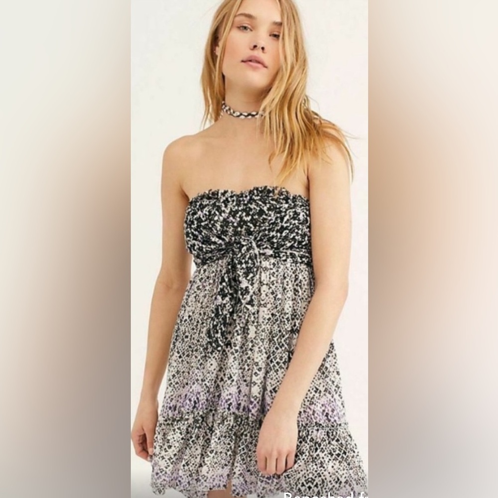 Free people, Strapless Black and White Dress, small